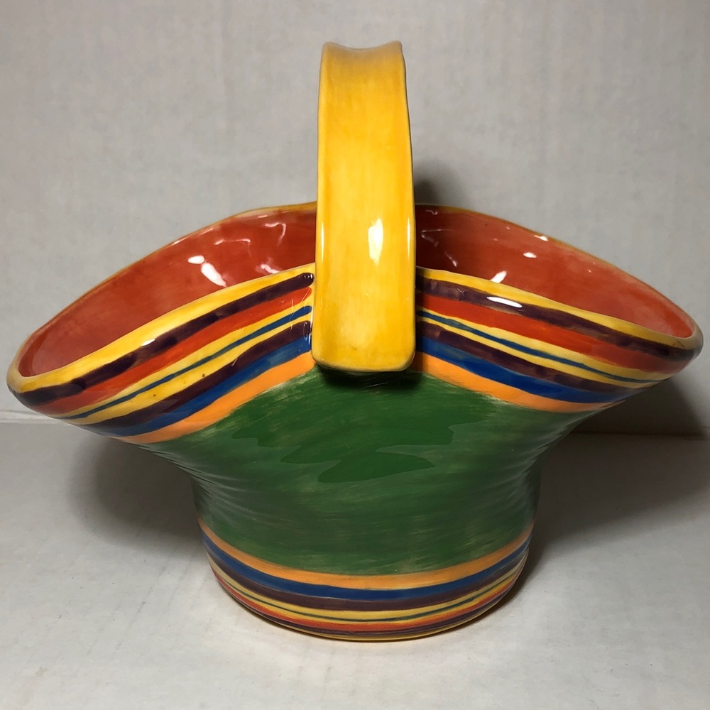 Colorful Ceramic Basket with Handle - Picture 5 of 6